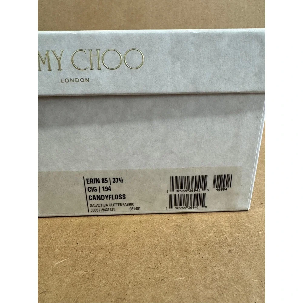 NWB Jimmy Choo Erin 85 Galactica Glitter Pumps Candyfloss Womens Size 37.5 EU - Picture 9 of 9